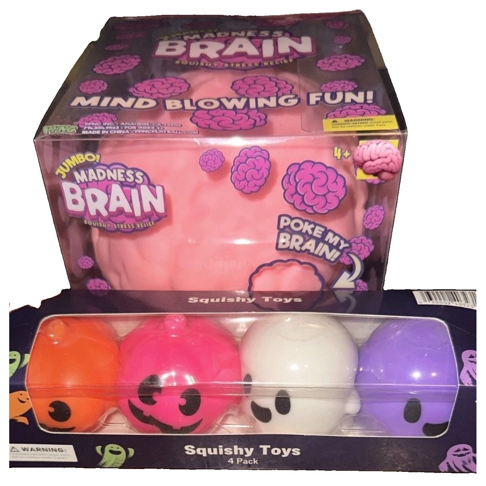 Dollar General squishy toys (lot of2) ghosts & Large brain Halloween Fidget